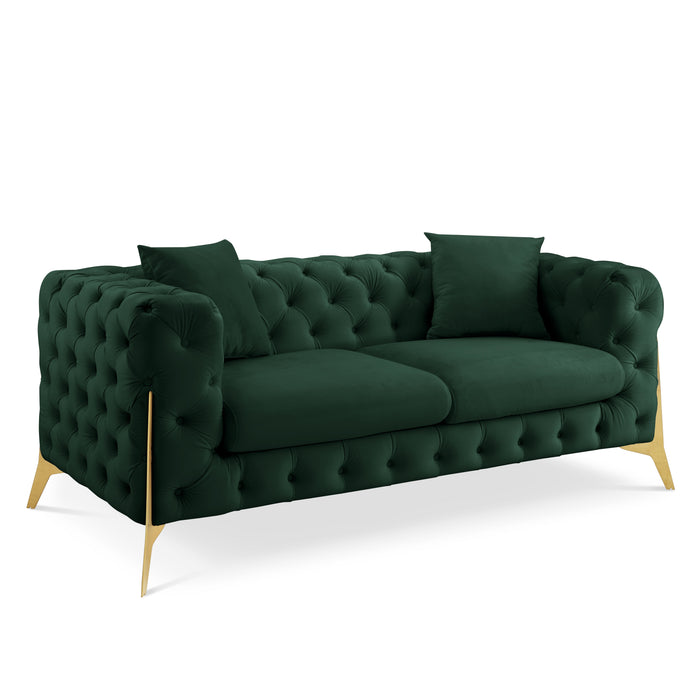 Jaguar 2+3 Seater Sofa Set Chesterfield Design Velvet, Dark Green Velvet