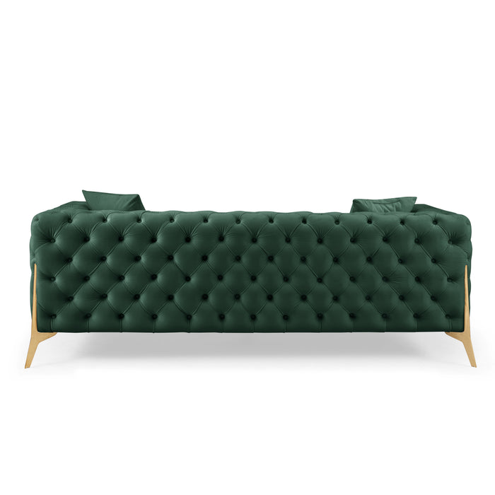 Jaguar 3-Seater Sofa Chesterfield Design Velvet, Dark Green Velvet