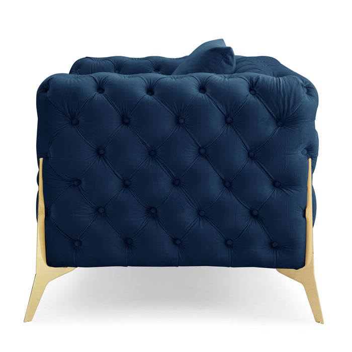 Jaguar Armchair Chesterfield Design Velvet, Dark Blue Velvet