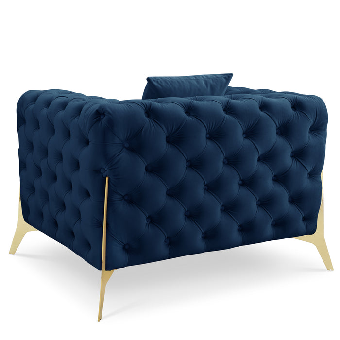 Jaguar Armchair Chesterfield Design Velvet, Dark Blue Velvet