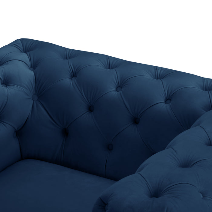 Jaguar Armchair Chesterfield Design Velvet, Dark Blue Velvet