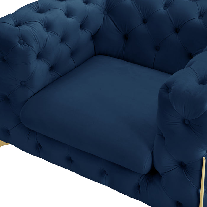 Jaguar Armchair Chesterfield Design Velvet, Dark Blue Velvet