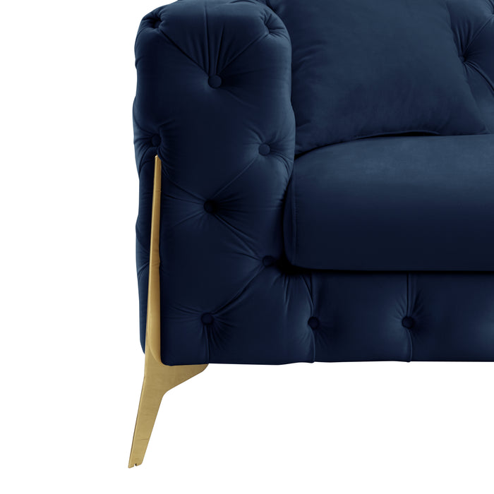 Jaguar 3-Seater Sofa Chesterfield Design Velvet, Dark Blue Velvet