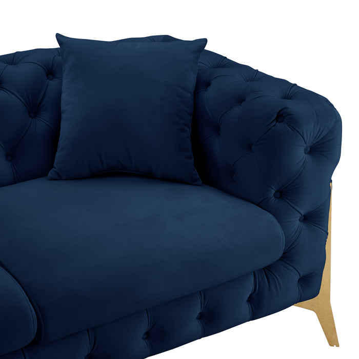 Jaguar 2+3 Seater Sofa Set Chesterfield Design Velvet, Dark Blue Velvet