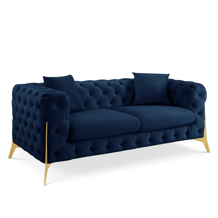 Jaguar 2-Seater Sofa Chesterfield Design Velvet, Dark Blue Velvet