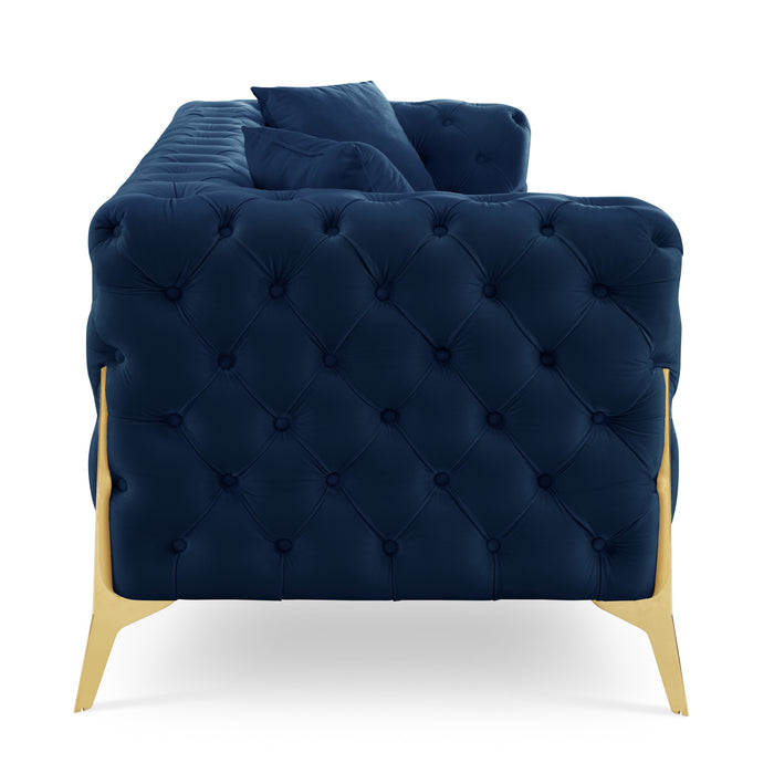 Jaguar 2-Seater Sofa Chesterfield Design Velvet, Dark Blue Velvet