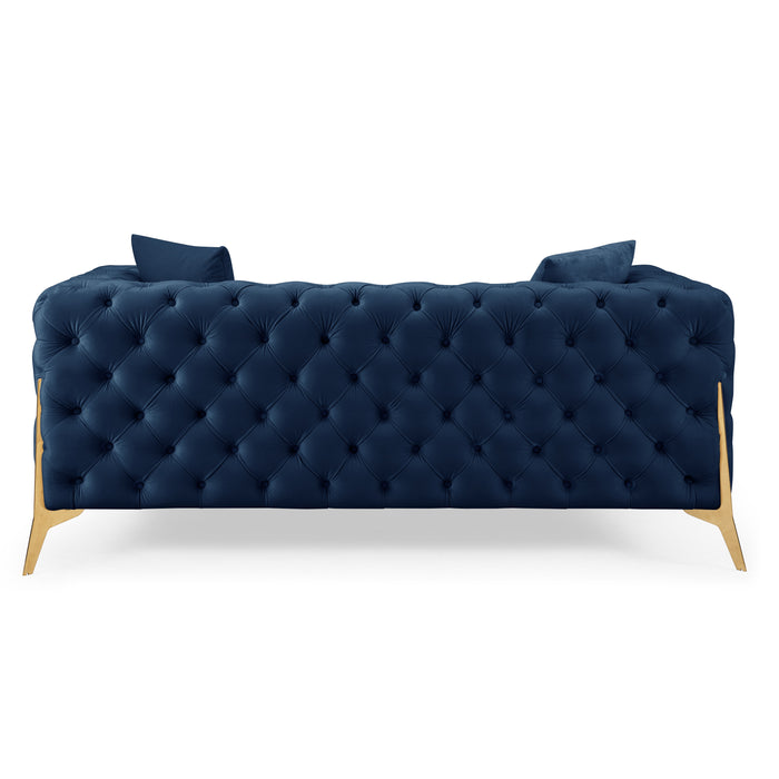 Jaguar 2-Seater Sofa Chesterfield Design Velvet, Dark Blue Velvet