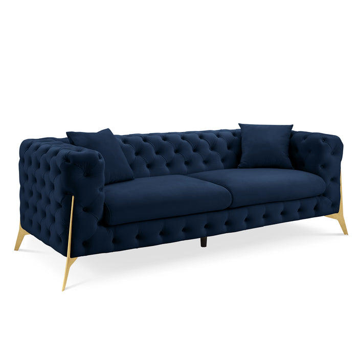 Jaguar 3-Seater Sofa Chesterfield Design Velvet, Dark Blue Velvet