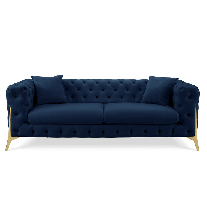 Jaguar 3-Seater Sofa Chesterfield Design Velvet, Dark Blue Velvet