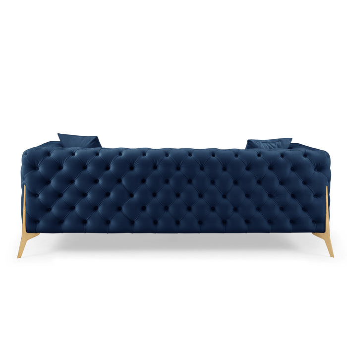 Jaguar 3-Seater Sofa Chesterfield Design Velvet, Dark Blue Velvet