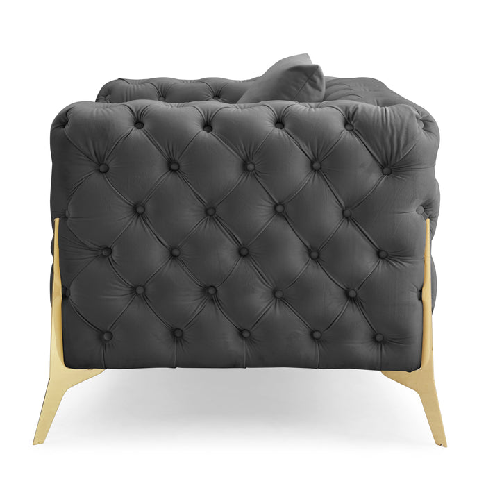 Jaguar Armchair Chesterfield Design Velvet, Dark Grey Velvet