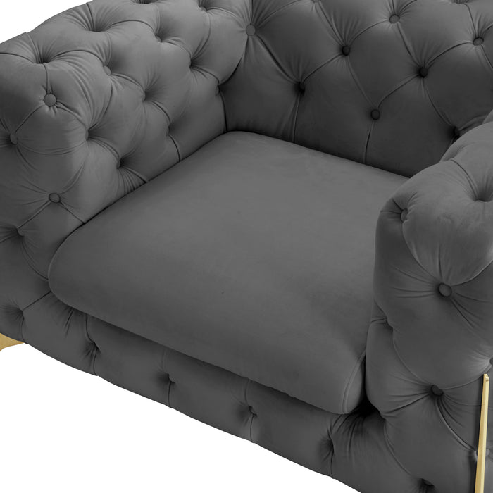 Jaguar Armchair Chesterfield Design Velvet, Dark Grey Velvet