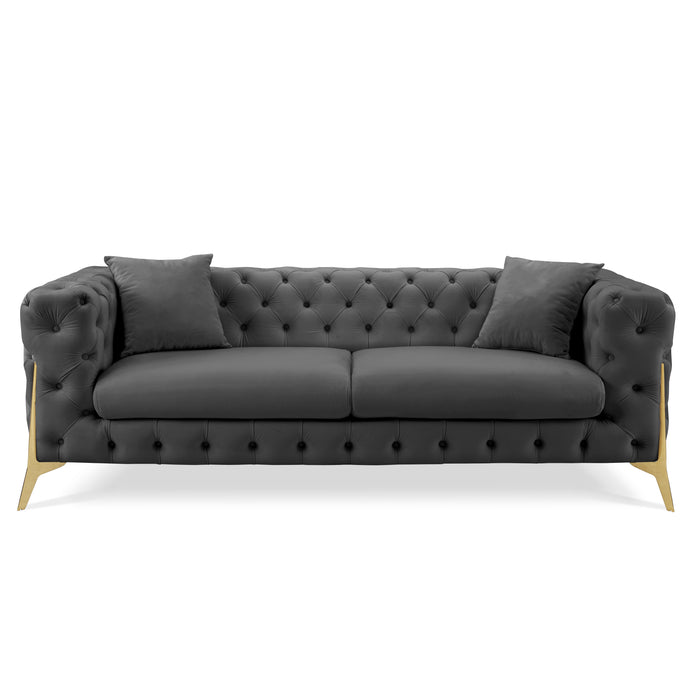 Jaguar 3-Seater Sofa Chesterfield Design Velvet, Dark Grey Velvet