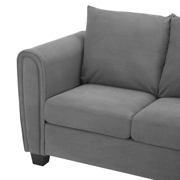 Halena 3 Seater Sofa With Chaise, Grey Cord