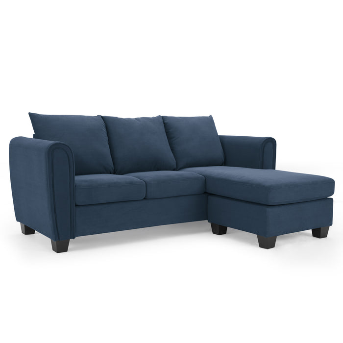 Halena 3 Seater Sofa With Chaise, Blue Cord