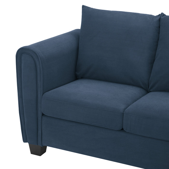 Halena 3 Seater Sofa With Chaise, Blue Cord