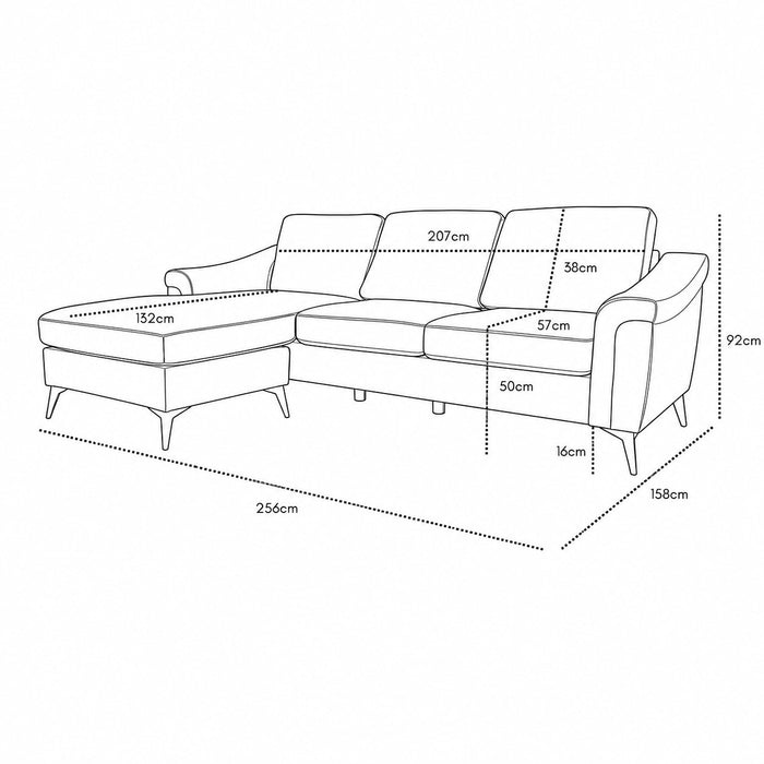 Emma 3 Seater Sofa With Reversible Chaise, Grey Air Leather