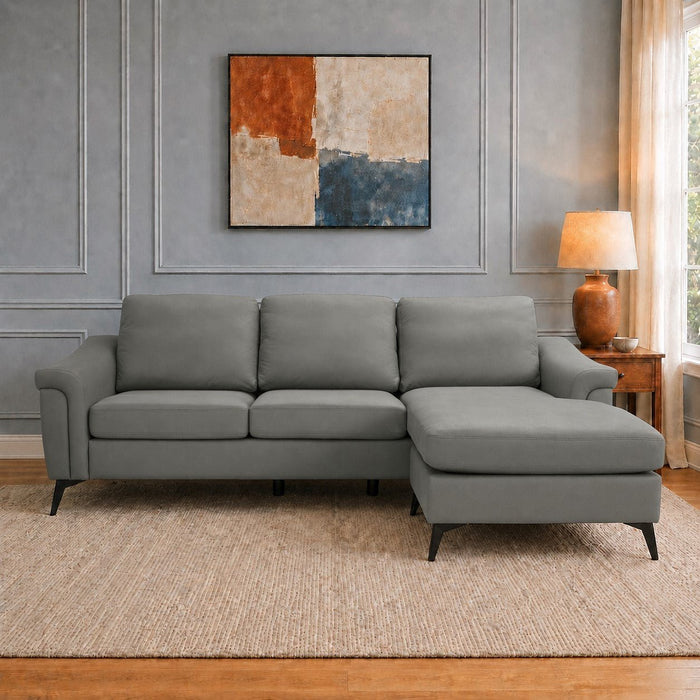 Emma 3 Seater Sofa With Reversible Chaise, Grey Air Leather
