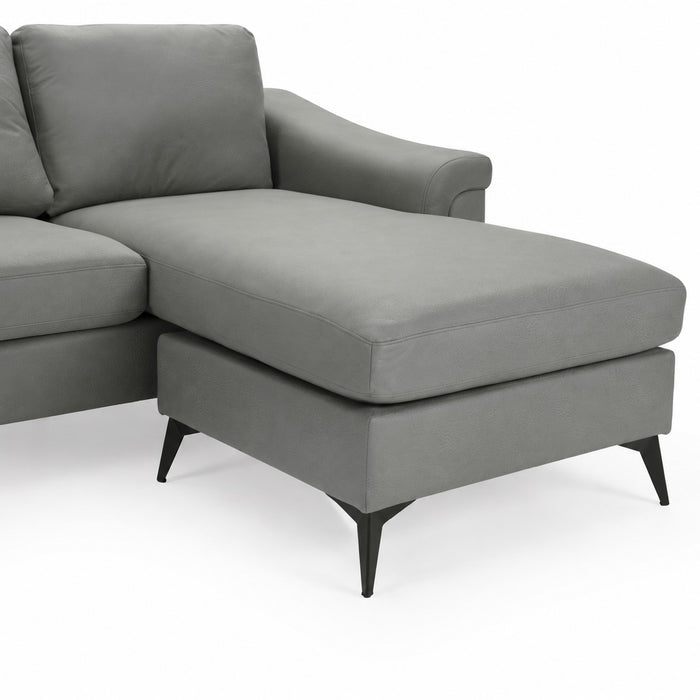 Emma 3 Seater Sofa With Reversible Chaise, Grey Air Leather