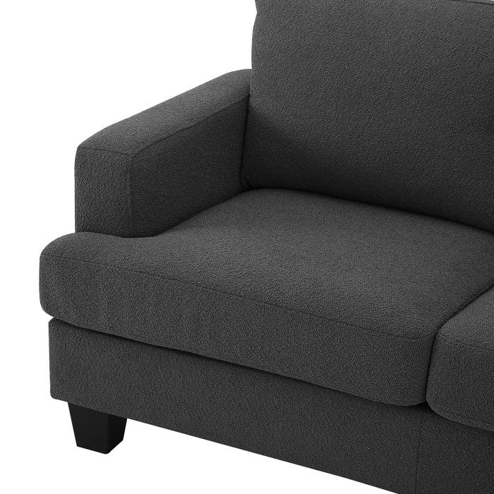 Hazel 3 Seater Chaise Sofa, Grey Boucle Fabric