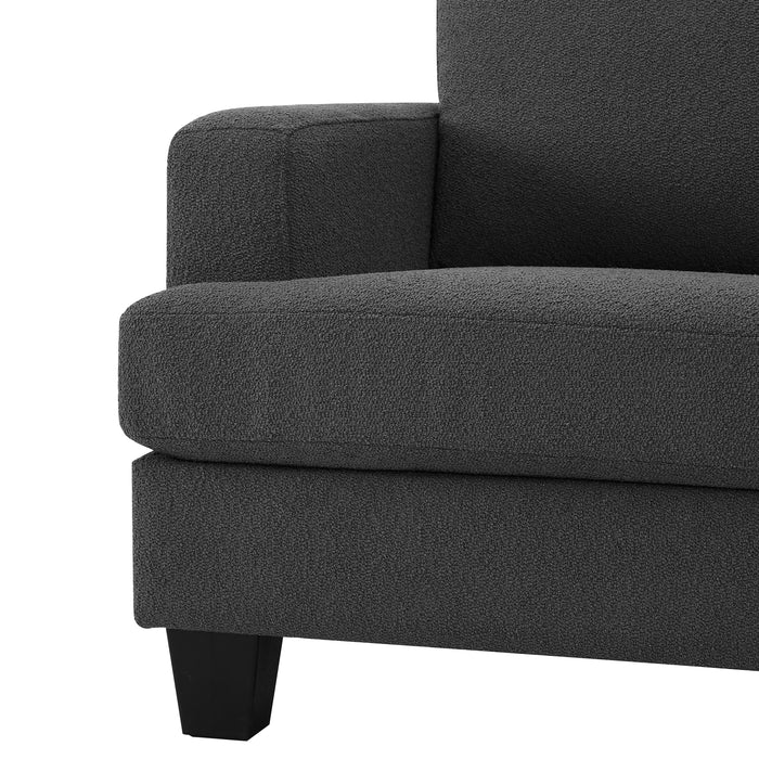Hazel 3 Seater Chaise Sofa, Grey Boucle Fabric