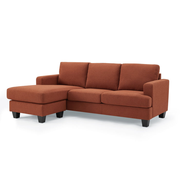 Hazel 3 Seater Chaise Sofa, Burnt Orange Boucle Fabric