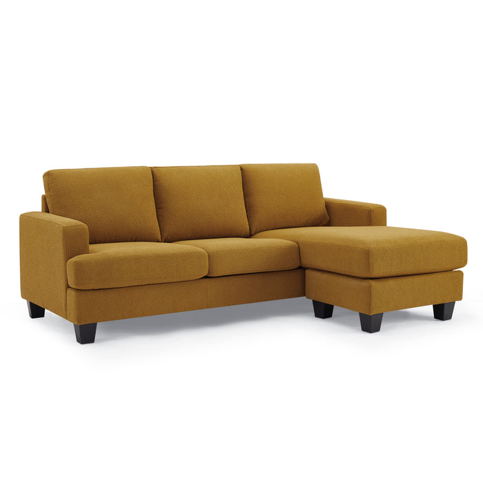 Hazel 3 Seater Chaise Sofa, Mustard Boucle Fabric
