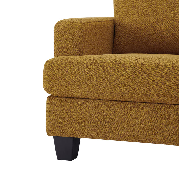 Hazel 3 Seater Chaise Sofa, Mustard Boucle Fabric