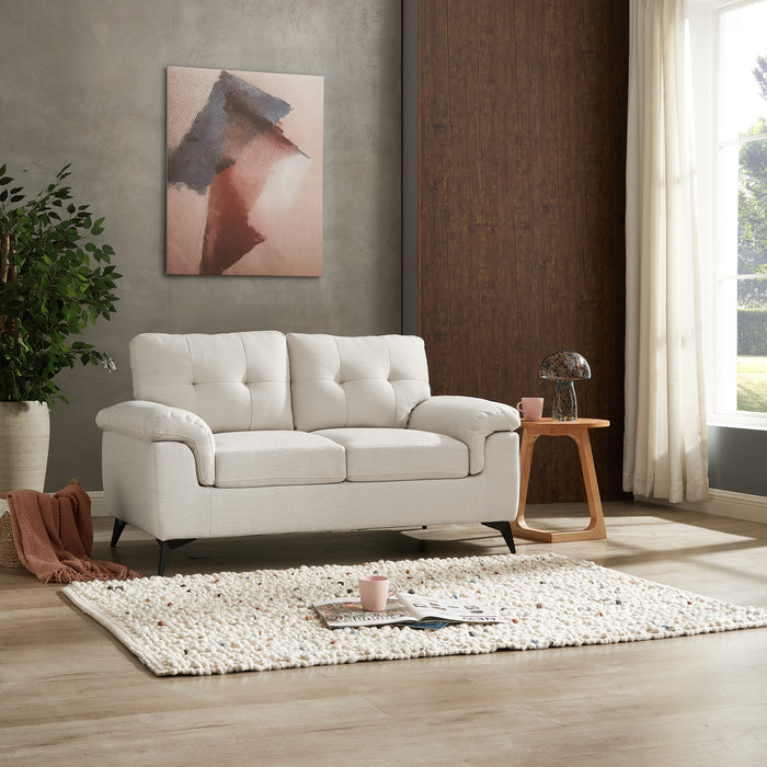 Dylan 2+3 Seater Sofa Set, Cream Linen Fabric
