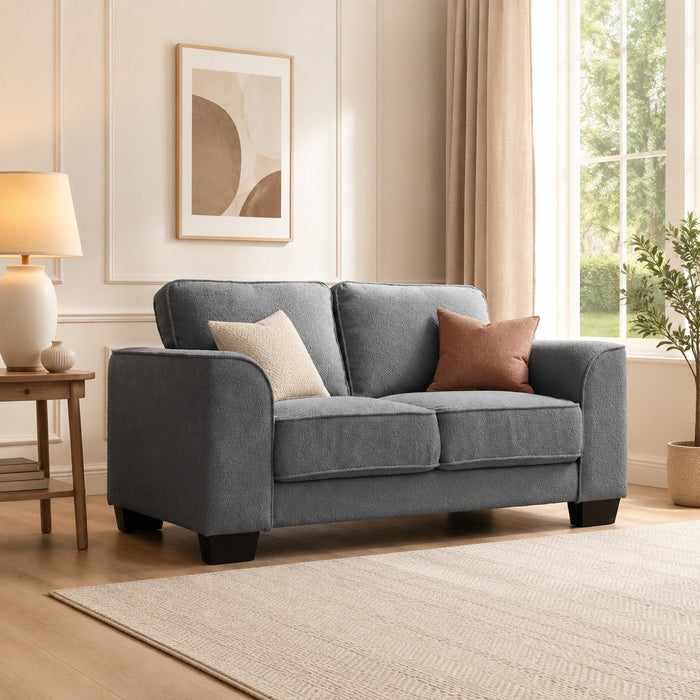 Jada 2 Seater Sofa, Dark Grey Boucle Fabric