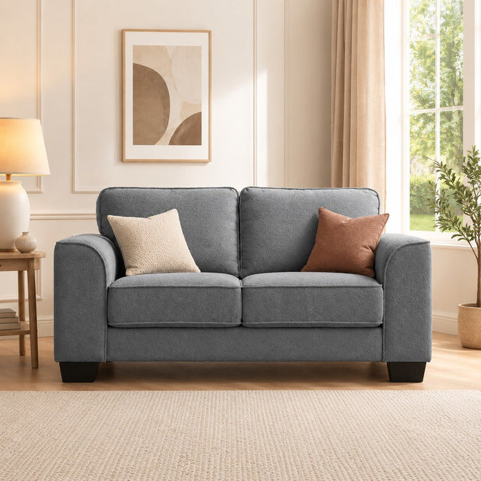 Jada 2 Seater Sofa, Dark Grey Boucle Fabric
