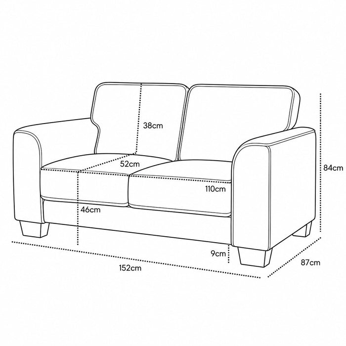 Jada 2 Seater Sofa, Dark Grey Boucle Fabric
