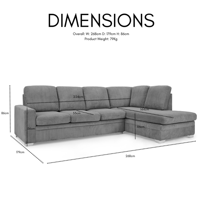 Alcott Right-Hand Corner Sofa With Footstool, Mocha Jumbo Cord