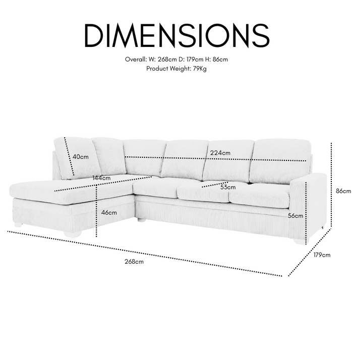 Alcott Left-Hand Corner Sofa With Double Footstool, Black Jumbo Cord