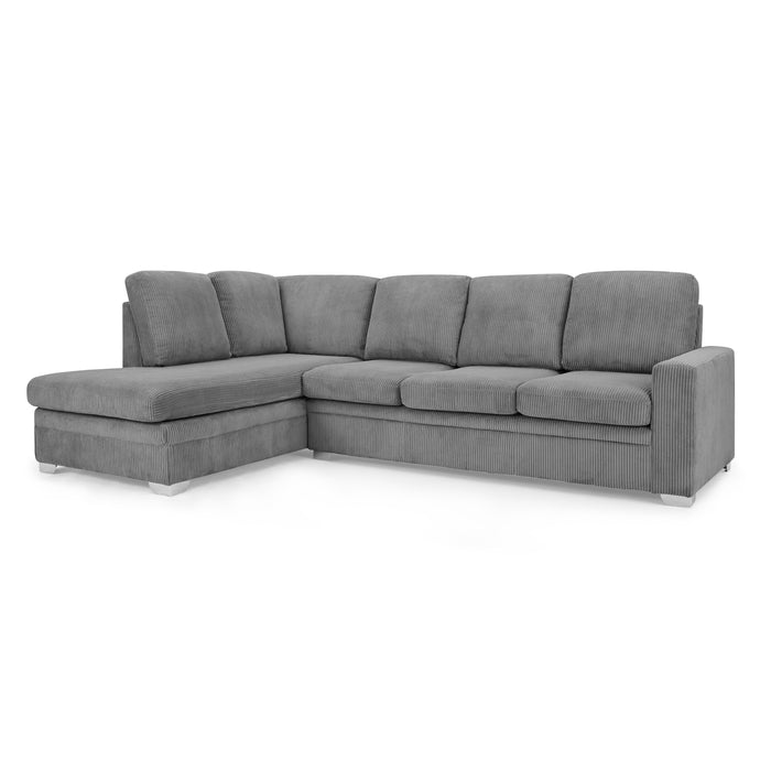 Alcott Left-Hand Corner Sofa With Footstool, Dark Grey Jumbo Cord