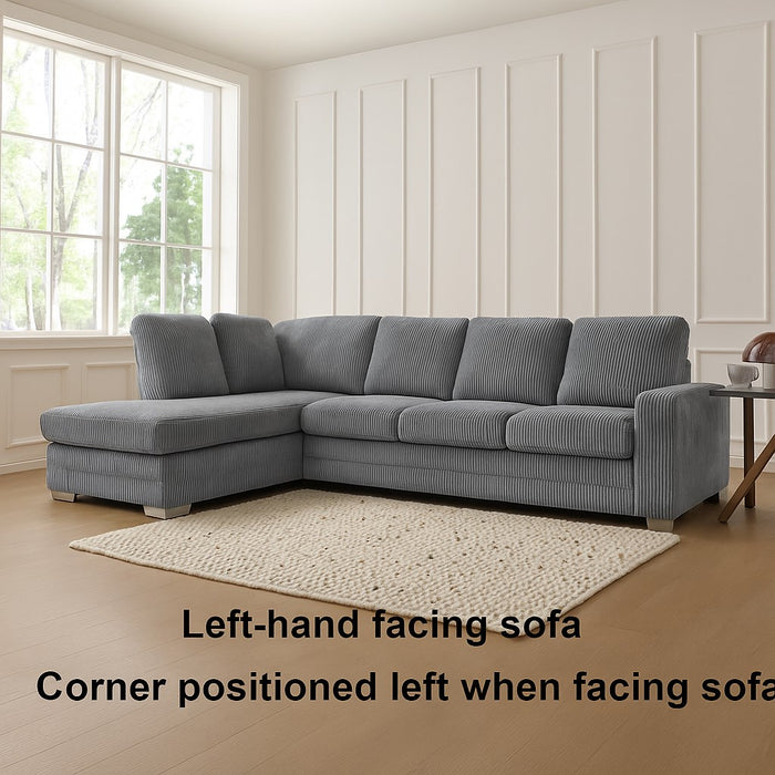 Alcott Left Hand Corner Sofa, Dark Grey Jumbo Cord