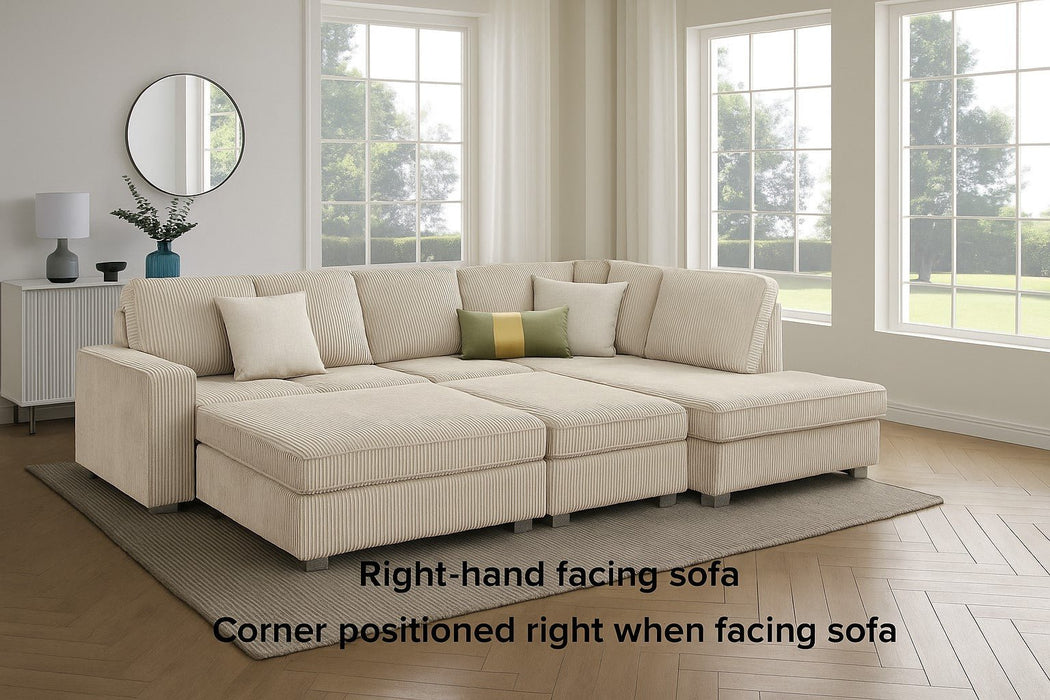 Alcott Right-Hand Corner Sofa With Double Footstool, Mocha Jumbo Cord