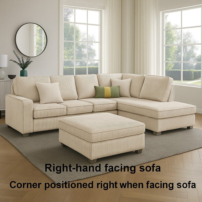 Alcott Right-Hand Corner Sofa With Footstool, Mocha Jumbo Cord