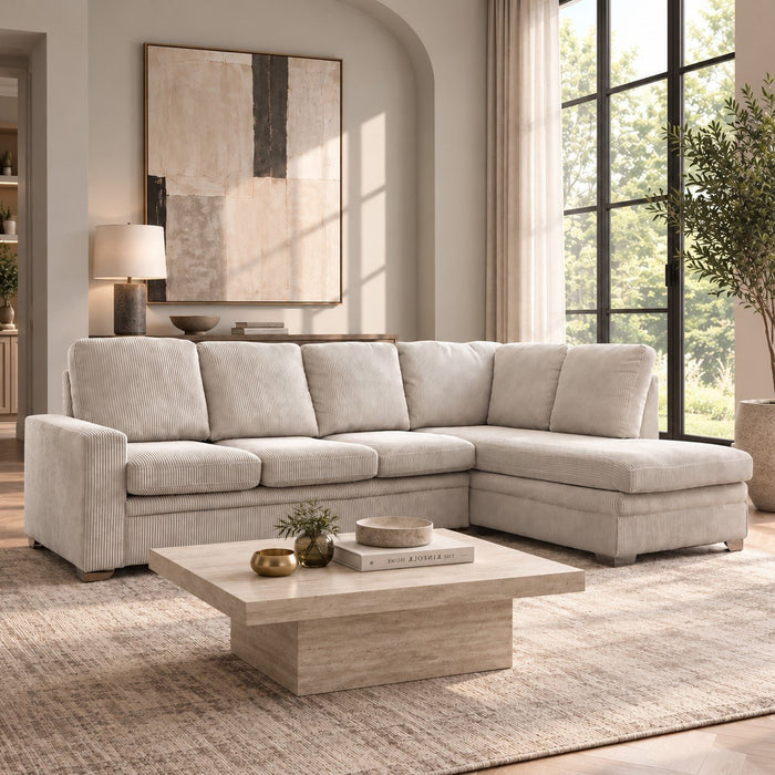 Alcott Right-Hand Corner Sofa With Footstool, Mocha Jumbo Cord