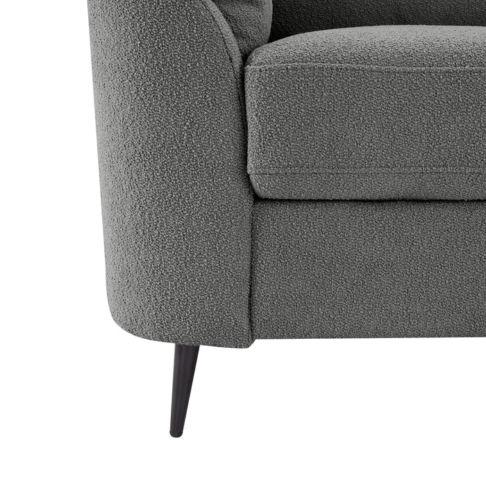 Jack 1 Seater Armchair With Metal Legs, Dark Grey Boucle Fabric