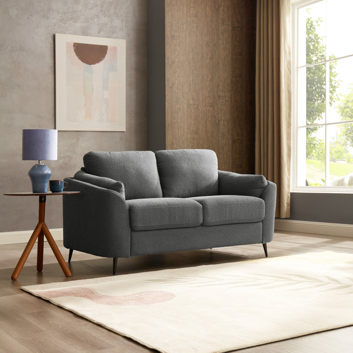 Jack 2+3 Seater Sofa Set With Metal Legs, Dark Grey Boucle Fabric