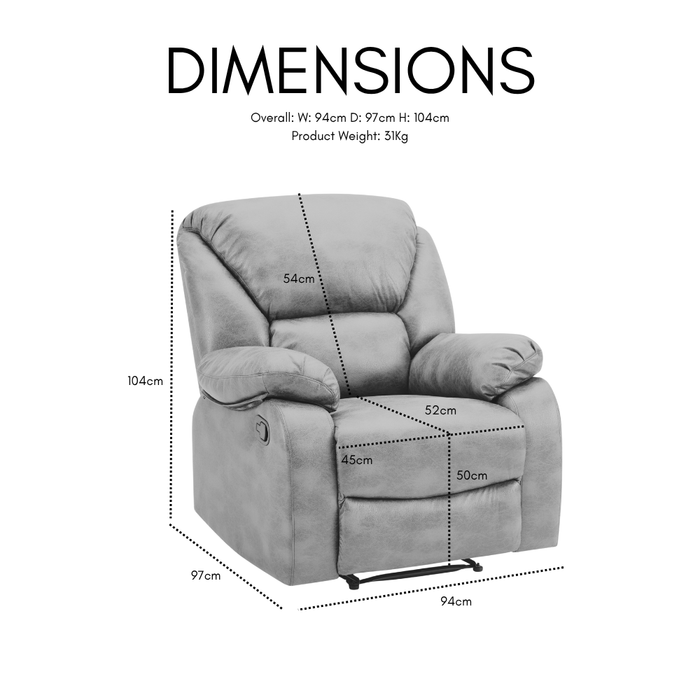 Enoch Recliner Armchair Sofa Suite, Brown Faux Leather