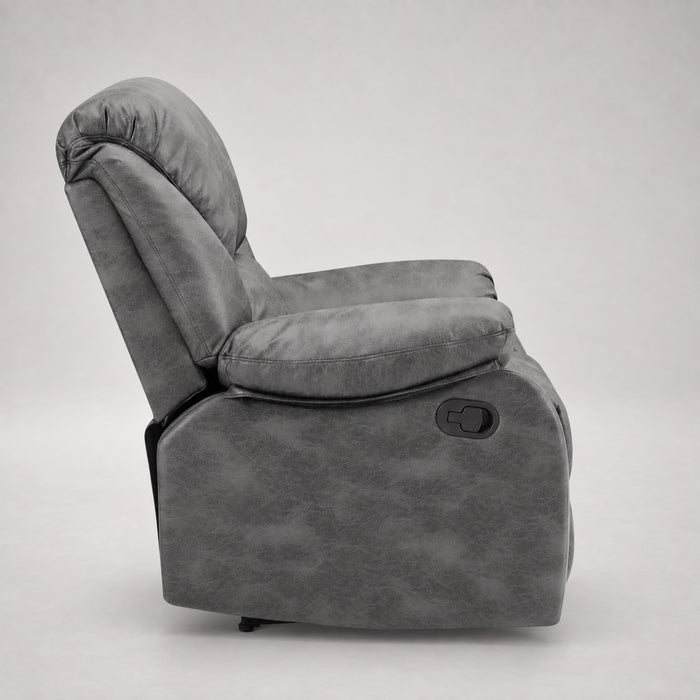 Enoch 3 Seater Recliner Sofa, Dark Grey Faux Leather
