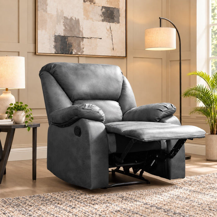 Enoch Recliner Armchair Sofa Suite, Grey Faux Leather