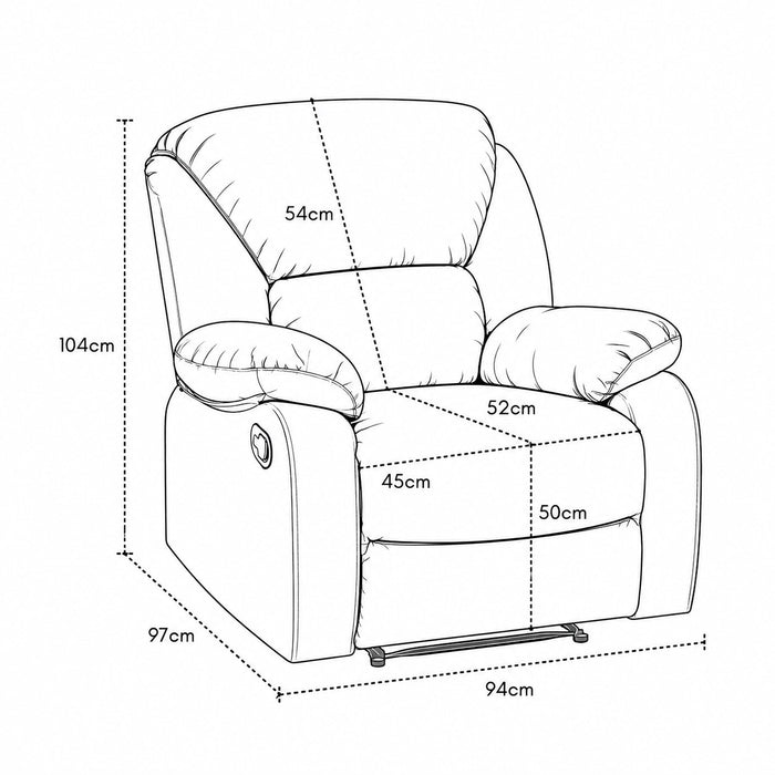 Enoch Recliner Armchair Sofa Suite, Grey Faux Leather