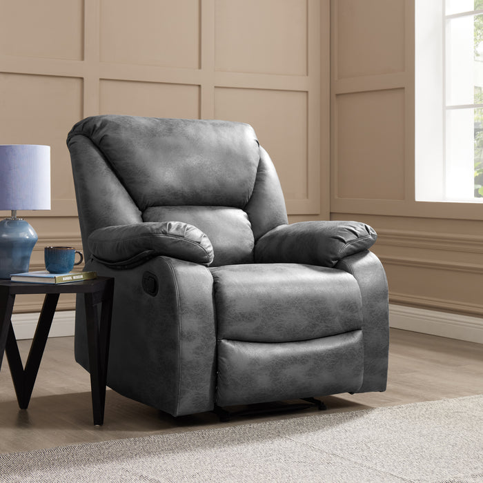Enoch Recliner Armchair Sofa Suite, Dark Grey Faux Leather