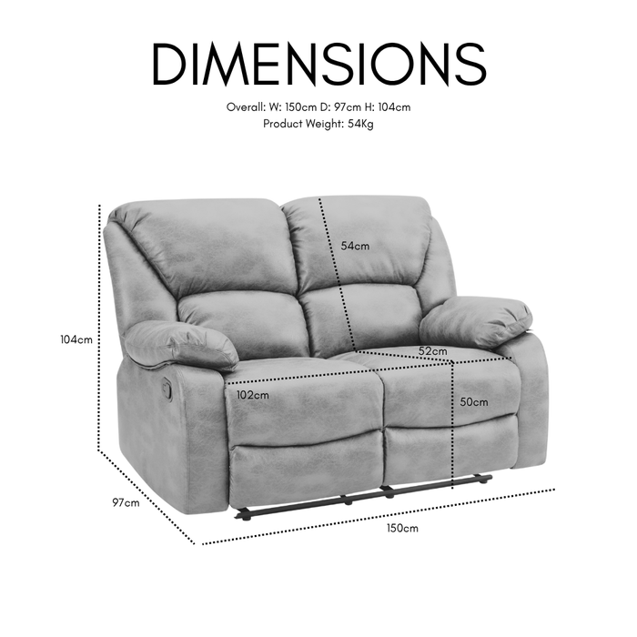 Enoch 2 Seater Recliner Sofa, Brown Faux Leather