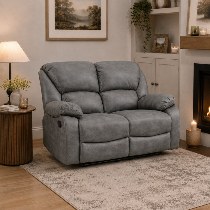 Enoch 2 Seater Recliner Sofa, Dark Grey Faux Leather