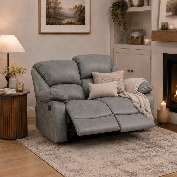 Enoch 2 Seater Recliner Sofa, Dark Grey Faux Leather