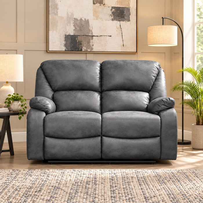 Enoch 2 Seater Recliner Sofa, Dark Grey Faux Leather